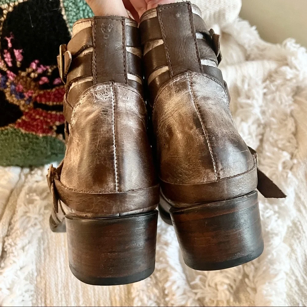 Freebird by Steven Taupe Brown Tan Strappy Leather Sammi Booties 9 - Picture 16 of 16